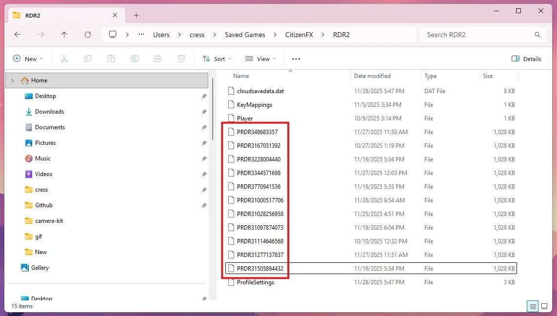 Preview of PRDR files in the folder