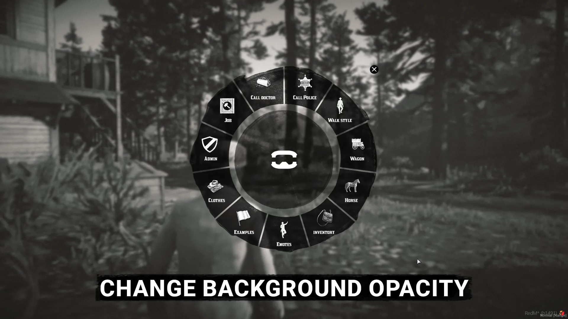 Customize the radial menu opacity to match with your server design. Customize the radial menu opacity to match with your server design.