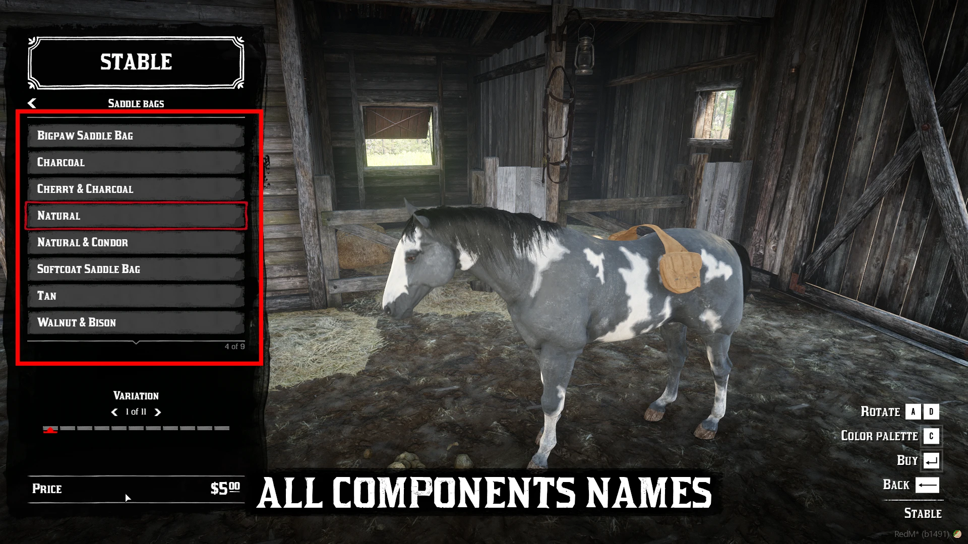 All horse components has a name